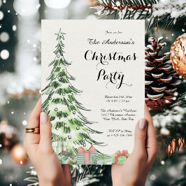 Elegant Watercolor Christmas Tree Party  Einladung