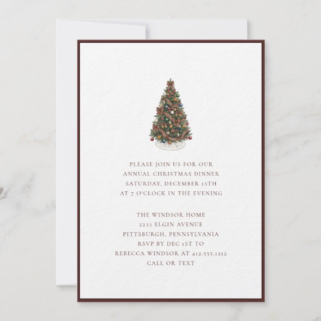 Elegant Watercolor Christmas Tree Plaid  Einladung (Vorderseite)