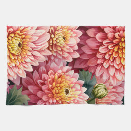 Elegant Watercolor Chrysanthemums Geschirrtuch