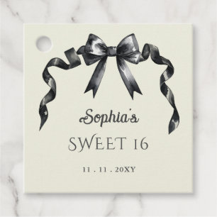Elegant Watercolor Coquette Black Bow Sweet 16 Geschenkanhänger