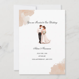 Elegant Watercolor Couple Wedding Invitation Einladung