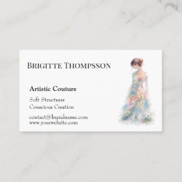 Elegant Watercolor Couture Bridal Fashion Designer Visitenkarte
