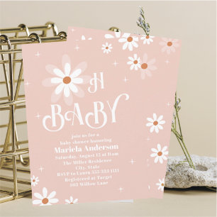 Elegant Watercolor Daisy Oh Baby Shower Einladung