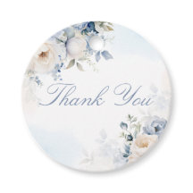 Elegant Watercolor Dusty Blue Floral Vielen Dank
