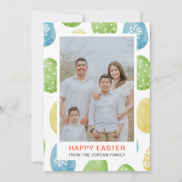 Elegant Watercolor Eggs Pattern Happy Easter Photo Feiertagskarte