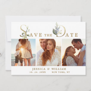 Elegant Watercolor Eucalyptus 3 FOTO Wedding Save The Date