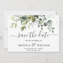 Elegant Watercolor Eucalyptus 3 FOTO Wedding Save The Date