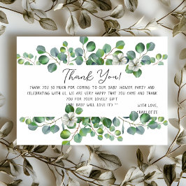 Elegant Watercolor Eucalyptus Baby Shower Dankeskarte