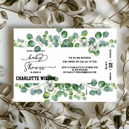 Elegant Watercolor Eucalyptus Baby Shower Einladung