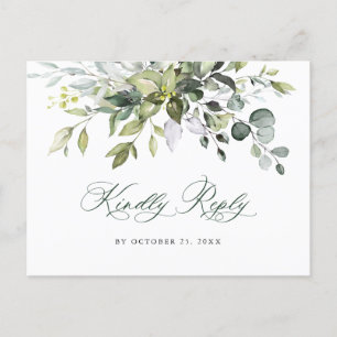Elegant Watercolor Eucalyptus Boho Wedding RSVP Postkarte