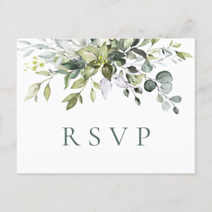 Elegant Watercolor Eucalyptus Boho Wedding RSVP Postkarte