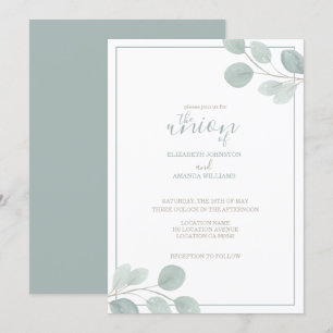 Elegant Watercolor Eucalyptus Branch Wedding Einladung