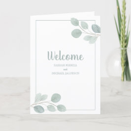 Elegant Watercolor Eucalyptus Branch Wedding Programm