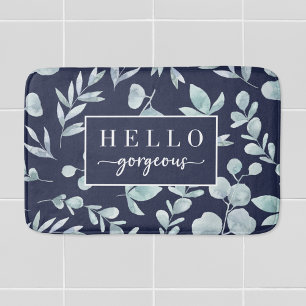 Elegant Watercolor Eucalyptus Hello Gorgeous Badematte