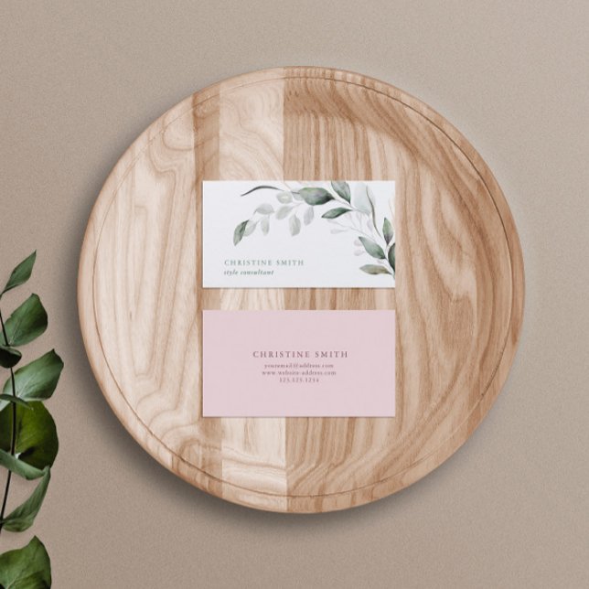 Elegant Watercolor Eucalyptus Simple Greenery Visitenkarte (Von Creator hochgeladen)