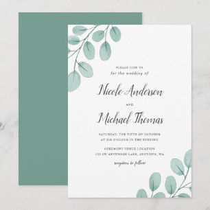 Elegant Watercolor Eucalyptus Wedding Einladung