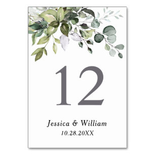 Elegant Watercolor Eucalyptus Wedding Tischnummer