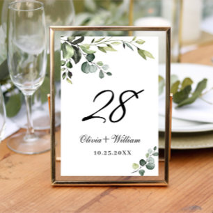 Elegant Watercolor Eucalyptus Wedding Tischnummer