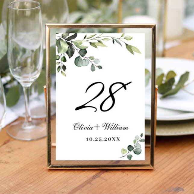 Elegant Watercolor Eucalyptus Wedding Tischnummer (Von Creator hochgeladen)