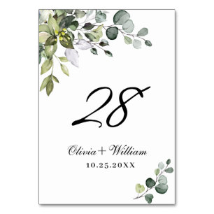 Elegant Watercolor Eucalyptus Wedding Tischnummer