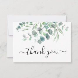 Elegant Watercolor Eukalyptus Greenerity Script Dankeskarte