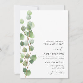 Elegant Watercolor Eukalyptus Greenerity Wedding Einladung