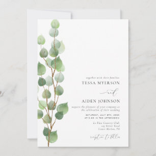 Elegant Watercolor Eukalyptus Greenerity Wedding Einladung