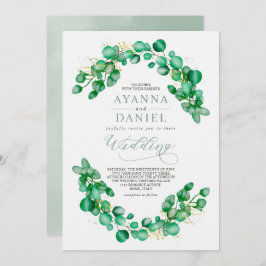 Elegant Watercolor Eukalyptus Greenerity Wedding Einladung