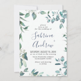 Elegant Watercolor Eukalyptus Greenerity Wedding Einladung