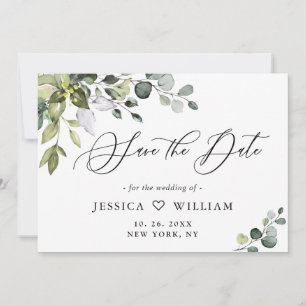Elegant Watercolor Eukalyptus Greenerity Wedding Save The Date