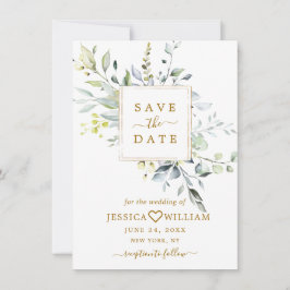 Elegant Watercolor Eukalyptus Greenerity Wedding Save The Date