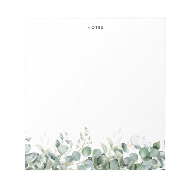 Elegant Watercolor Eukalyptus Greenery Custom Notizblock (Vorderseite)