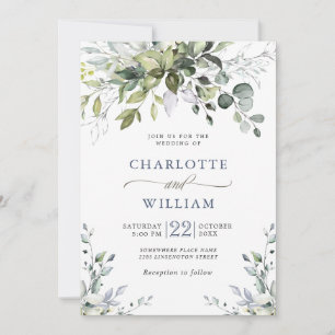 Elegant Watercolor Eukalyptus Greenery Wedding Inv Einladung