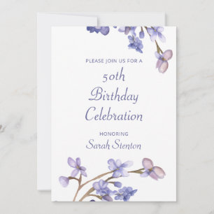 Elegant Watercolor Floral 50. Geburtstag Einladung