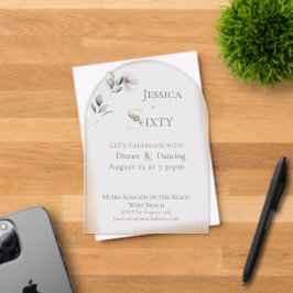 Elegant Watercolor Floral 60th Birthday Frosted Acryleinladungen