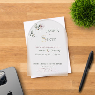 Elegant Watercolor Floral 60th Birthday Frosted Acryleinladungen