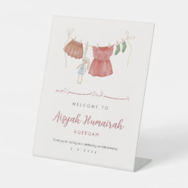 Elegant Watercolor Floral Aqeeqah Muslim Baby Girl Sockelschild
