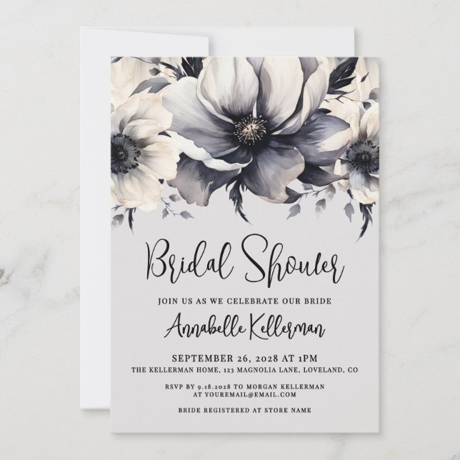 Elegant Watercolor Floral Bridal Shower Einladung (Vorderseite)