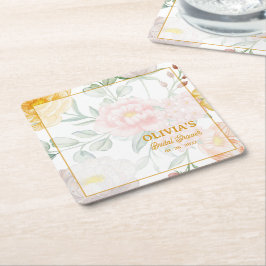 Elegant Watercolor Floral Bridal Shower Party Rechteckiger Pappuntersetzer