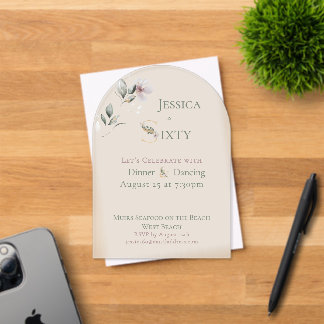 Elegant Watercolor Floral Cream 60th Birthday Acryleinladungen