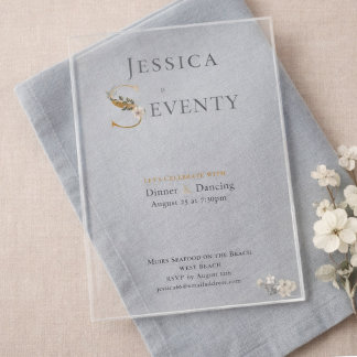 Elegant Watercolor Floral Cream 70th Birthday  Acryleinladungen