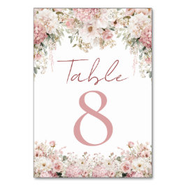 elegant watercolor floral garden pink wedding chic tischnummer