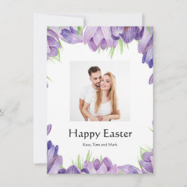 Elegant Watercolor Floral Photo Happy Easter Card Feiertagskarte