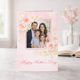 Elegant Watercolor Floral Photo Mother’s Day  Karte