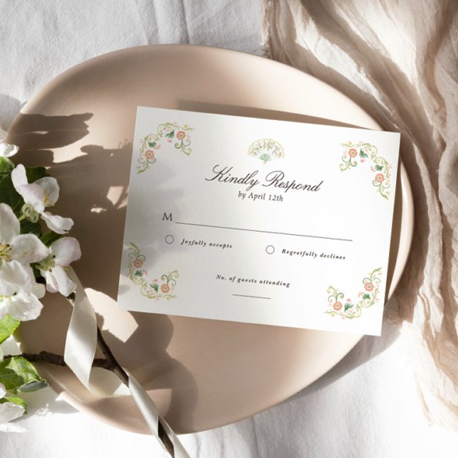 Elegant Watercolor Floral Rococo Wedding RSVP Karte (Von Creator hochgeladen)