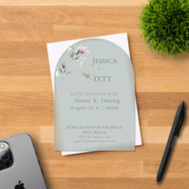 Elegant Watercolor Floral Sage 60th Birthday Acryleinladungen