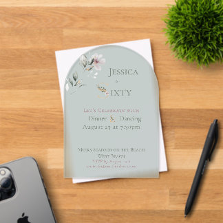 Elegant Watercolor Floral Sage 60th Birthday Acryleinladungen