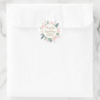 Elegant Watercolor Floral Thank You For Supporting Runder Aufkleber