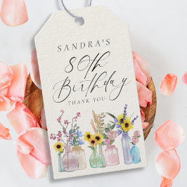 Elegant Watercolor Florals 80. Geburtstag Vielen D Geschenkanhänger