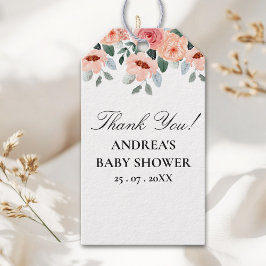 Elegant Watercolor Flower Field Baby Shower Geschenkanhänger